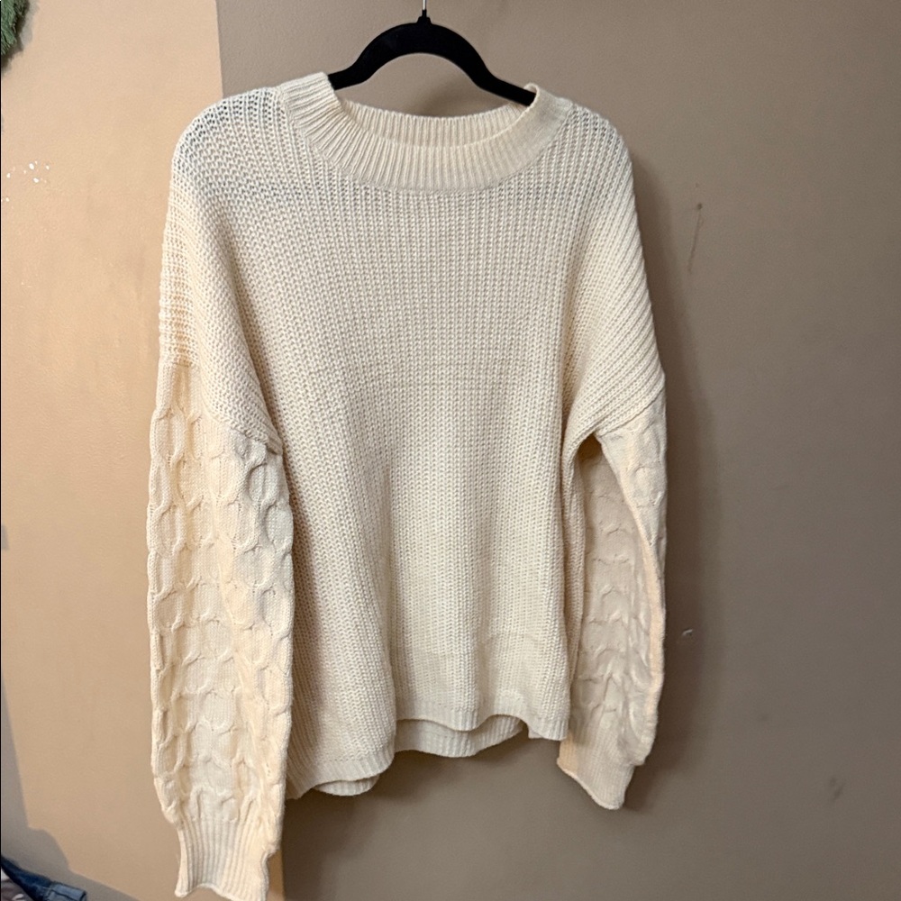 Amazon Cream Cable Knit Sweater